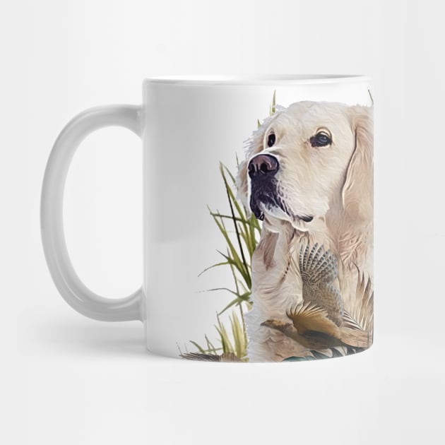 Labrador Retrievers with Pheasant ,Art by German Wirehaired Pointer 